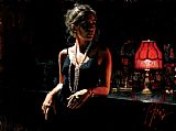 Fabian Perez Famous Paintings - Marina with Red Light